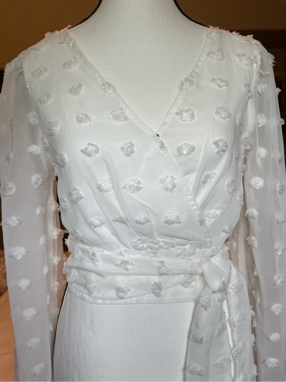 Altar’d State White Textured Dot Wrap Top